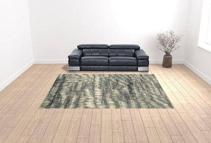 10' X 13' Grey Beige Blue And Light Blue Abstract Power Loom Stain Resistant Area Rug - 24.0" (L) x 33.0" (W) x 0.5" (H)