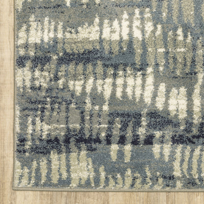 10' X 13' Grey Beige Blue And Light Blue Abstract Power Loom Stain Resistant Area Rug - 24.0" (L) x 33.0" (W) x 0.5" (H)