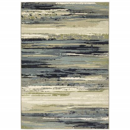 5' X 7' Blue Green Grey Light Blue And Beige Abstract Power Loom Stain Resistant Area Rug - 62.99" (H) x 86.61" (W) x 0.79" (D)