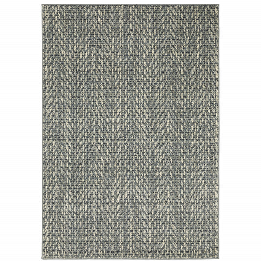 10' X 13' Blue Ivory Grey And Light Blue Geometric Power Loom Stain Resistant Area Rug - 30.71" (L) x 145.67" (W) x 0.31" (H)