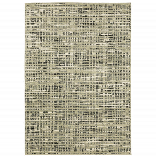 10' X 13' Beige Grey Ivory And Sage Blue Geometric Power Loom Stain Resistant Area Rug - 32.0" (L) x 180.0" (W) x 0.8" (H)