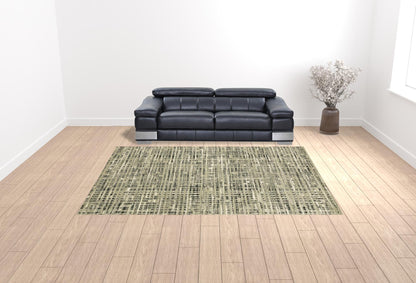 10' X 13' Beige Grey Ivory And Sage Blue Geometric Power Loom Stain Resistant Area Rug - 32.0" (L) x 180.0" (W) x 0.8" (H)