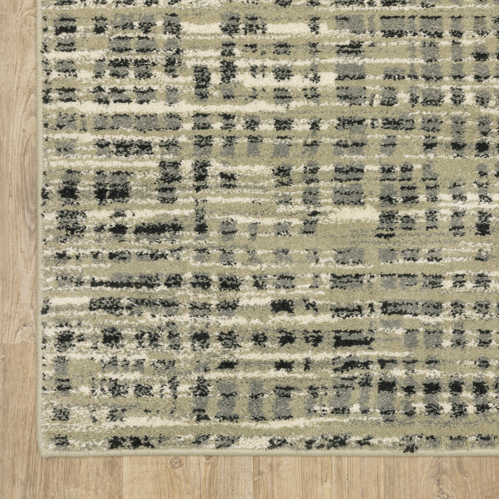 10' X 13' Beige Grey Ivory And Sage Blue Geometric Power Loom Stain Resistant Area Rug - 32.0" (L) x 180.0" (W) x 0.8" (H)