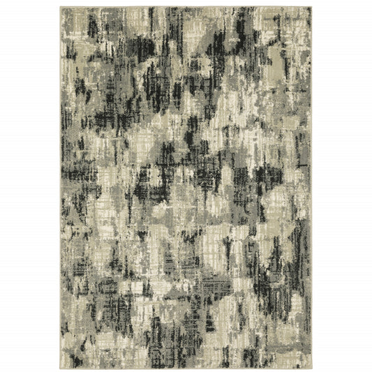 10' X 13' Grey Beige Charcoal And Blue Abstract Power Loom Stain Resistant Area Rug - 24.0" (L) x 36.0" (W) x 0.43" (H)