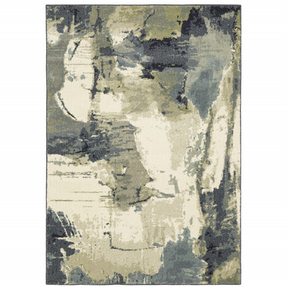 2' X 3' Blue Light Blue Grey Sage Beige And Ivory Abstract Power Loom Stain Resistant Area Rug - 47.24" (L) x 47.24" (W) x 0.55" (H)