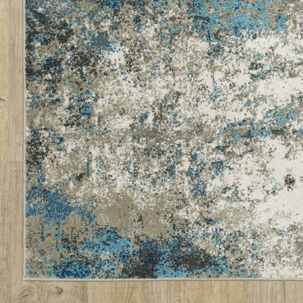 5' X 7' Blue Grey And Beige Abstract Power Loom Stain Resistant Area Rug - 62.99" (H) x 86.61" (W) x 0.31" (D)