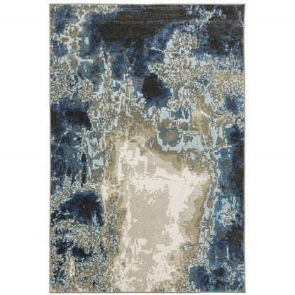 5' X 7' Blue Grey Charcoal And Beige Abstract Power Loom Stain Resistant Area Rug - 62.99" (H) x 86.61" (W) x 0.31" (D)