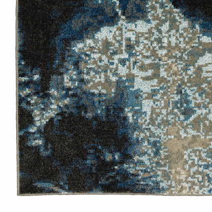 5' X 7' Blue Grey Charcoal And Beige Abstract Power Loom Stain Resistant Area Rug - 62.99" (H) x 86.61" (W) x 0.31" (D)