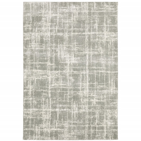 6' X 9' Grey And Ivory Abstract Shag Power Loom Stain Resistant Area Rug - 78.74" (H) x 114.17" (W) x 0.98" (D)