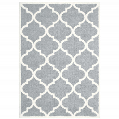 10' X 13' Grey And Ivory Geometric Shag Power Loom Stain Resistant Area Rug - 20.0" (L) x 34.0" (W) x 0.39" (H)