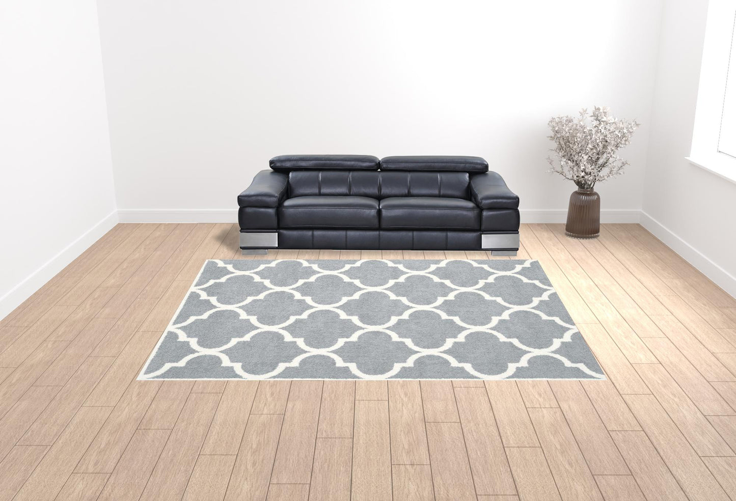 10' X 13' Grey And Ivory Geometric Shag Power Loom Stain Resistant Area Rug - 20.0" (L) x 34.0" (W) x 0.39" (H)