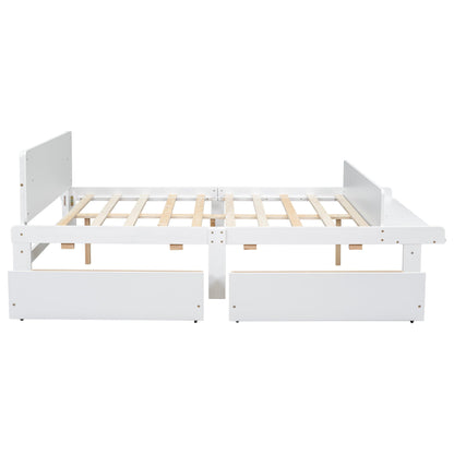 Full Bed with Footboard Bench 2 drawers White - FurniFindUSA