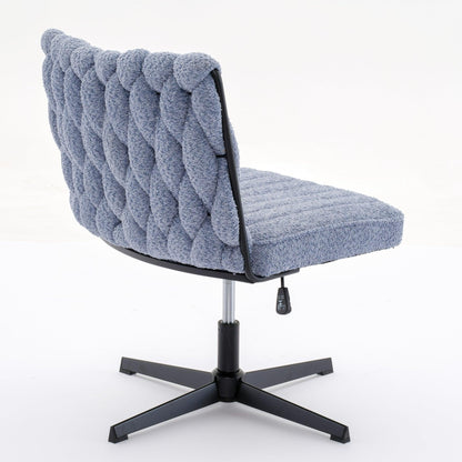 Armless Office Desk Chair No Wheels BLUE - FurniFindUSA