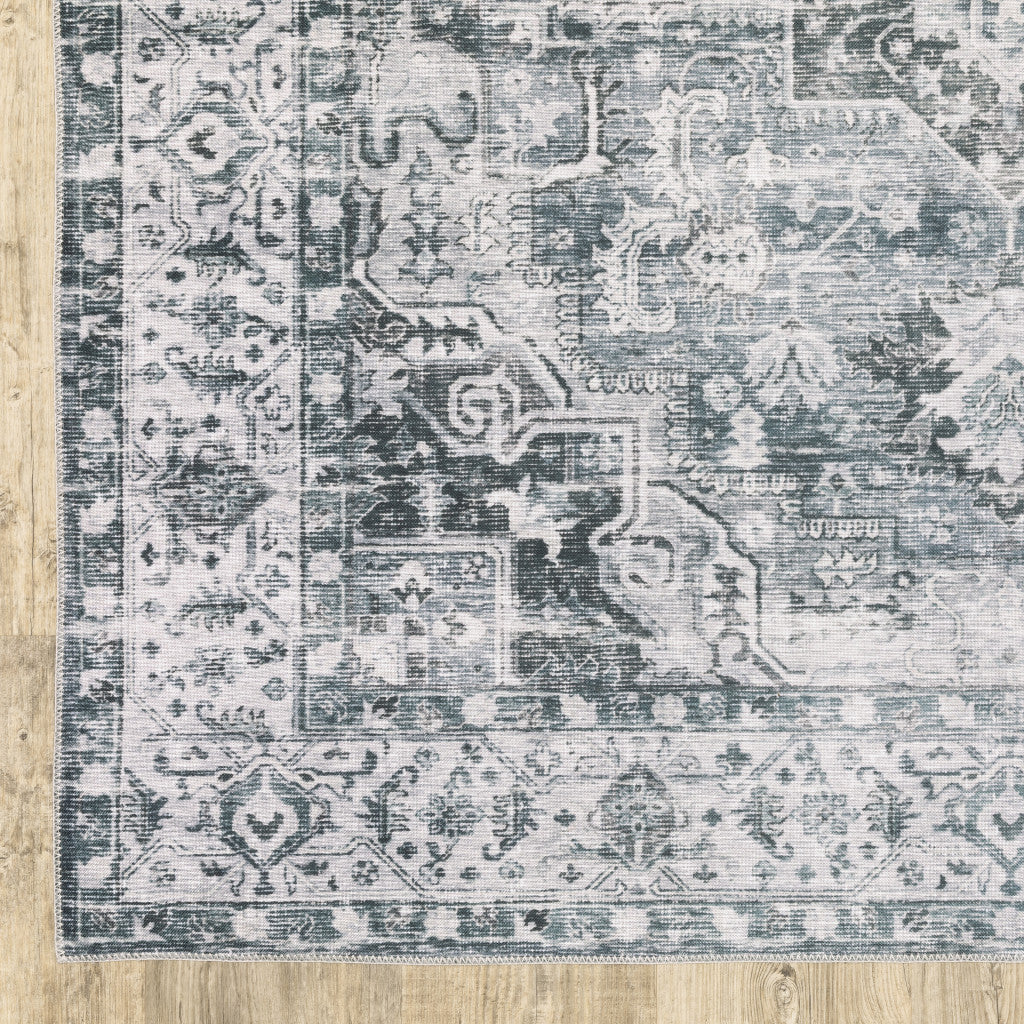 2' X 3' Gray And Ivory Oriental Printed Non Skid Area Rug - 47.0" (L) x 72.0" (W) x 0.4" (H)