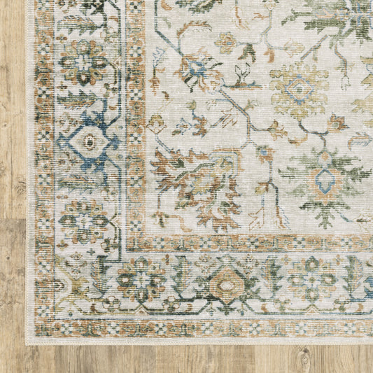 7' X 10' Ivory Oriental Printed Non Skid Area Rug - 89.76" (H) x 120.08" (W) x 0.12" (D)