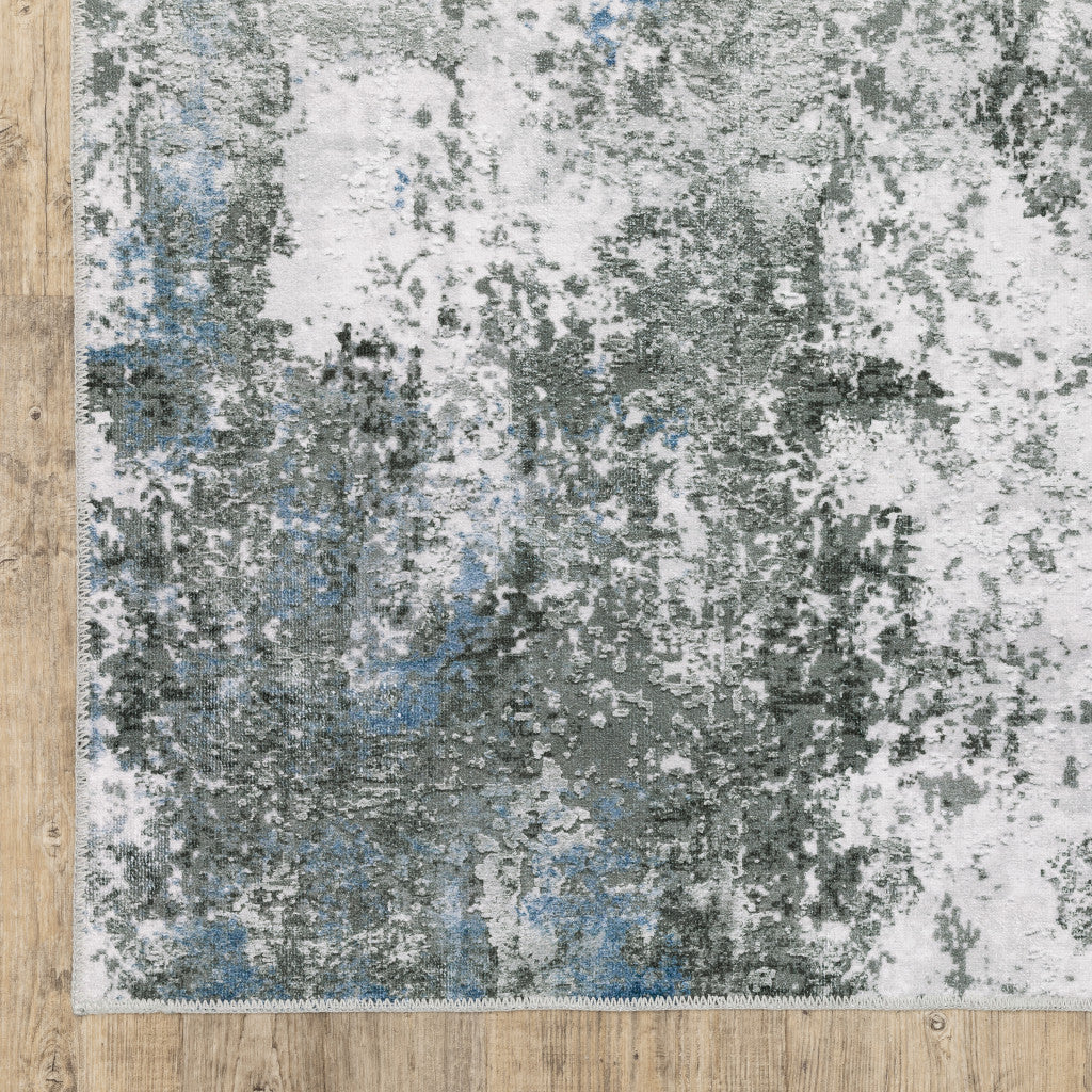 2' X 3' Gray And Ivory Abstract Printed Stain Resistant Non Skid Area Rug