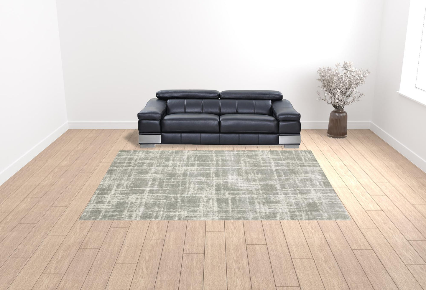 10' X 13' Grey And Ivory Abstract Shag Power Loom Stain Resistant Area Rug - 24.0" (L) x 36.0" (W) x 0.43" (H)