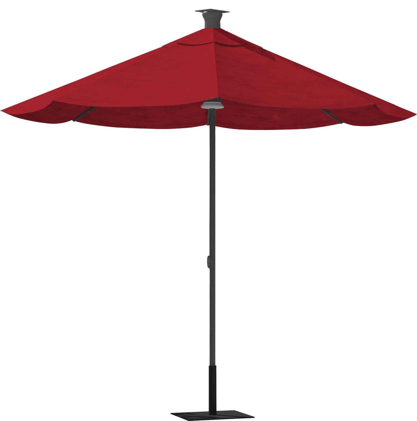 9' Red Sunbrella Octagonal Lighted Market Patio Umbrella with USB and Solar Power