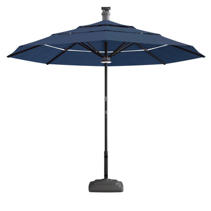 11' Blue Sunbrella Octagonal Lighted Smart Market Patio Umbrella - FurniFindUSA