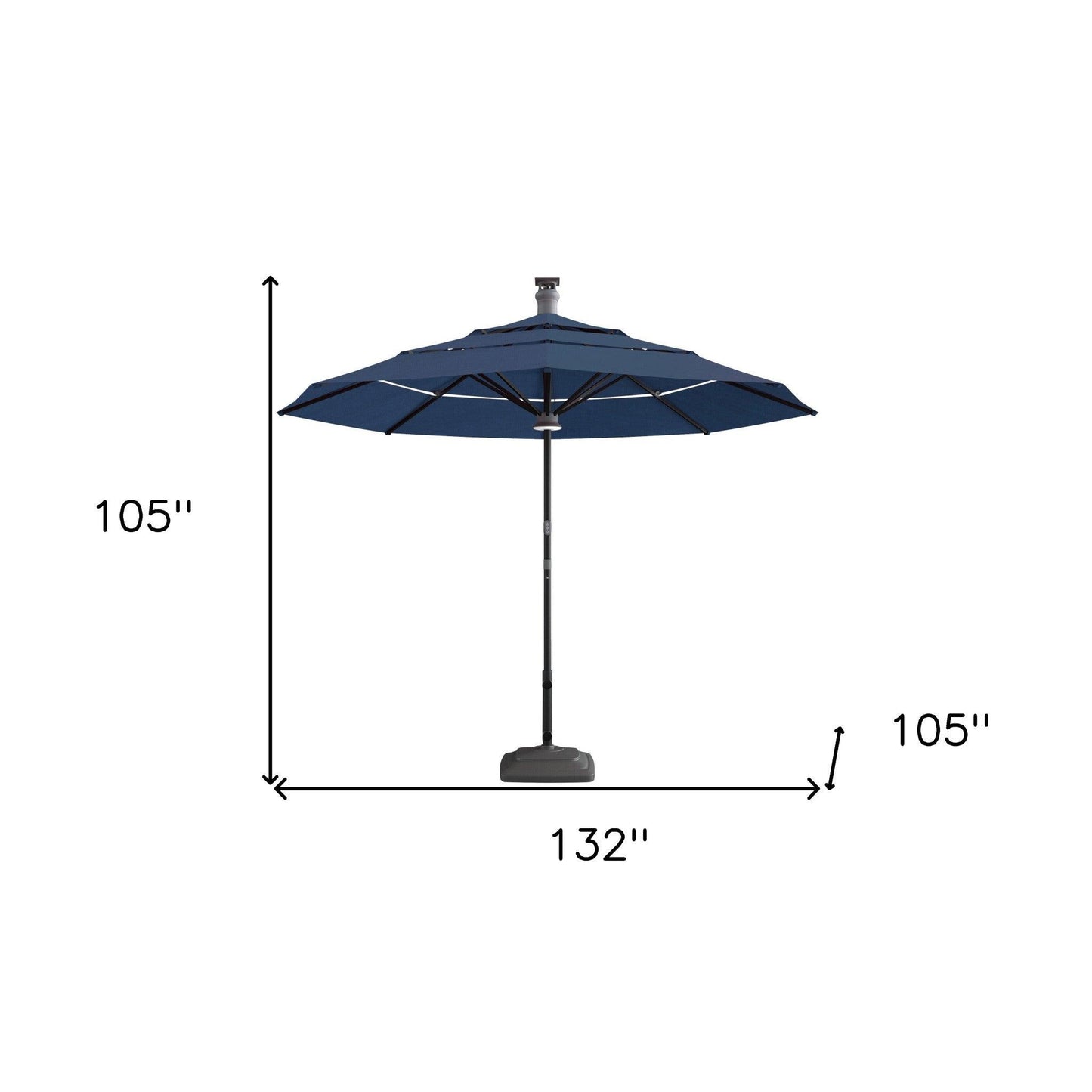 11' Blue Sunbrella Octagonal Lighted Smart Market Patio Umbrella - FurniFindUSA