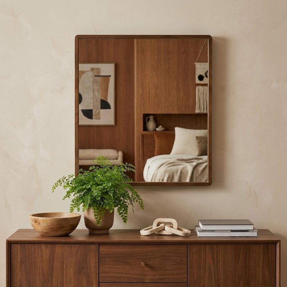 40" Brown Wood Framed Accent Mirror HomeRoots
