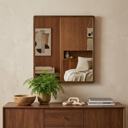 40" Brown Wood Framed Accent Mirror HomeRoots