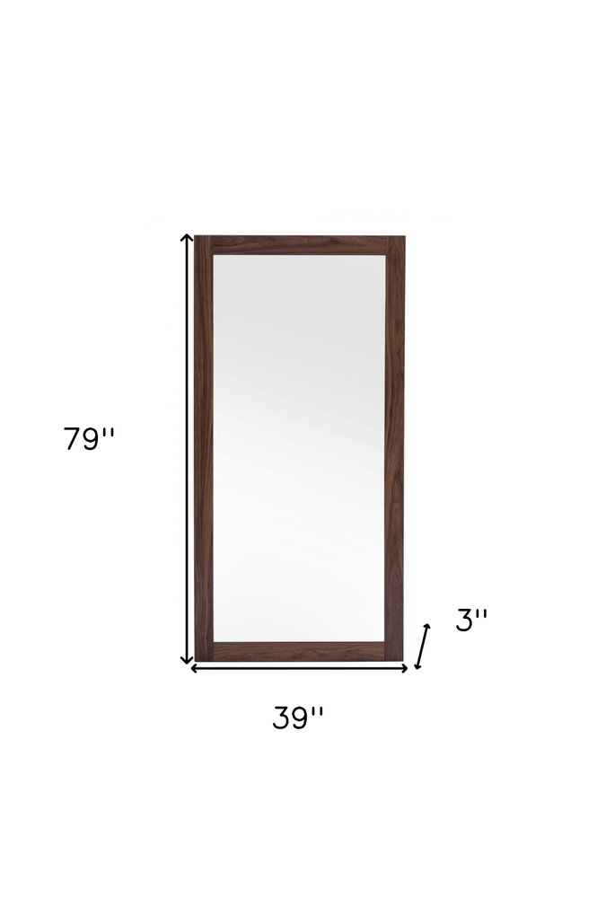 79" Brown Wood Leaning Framed Accent Mirror — view 4