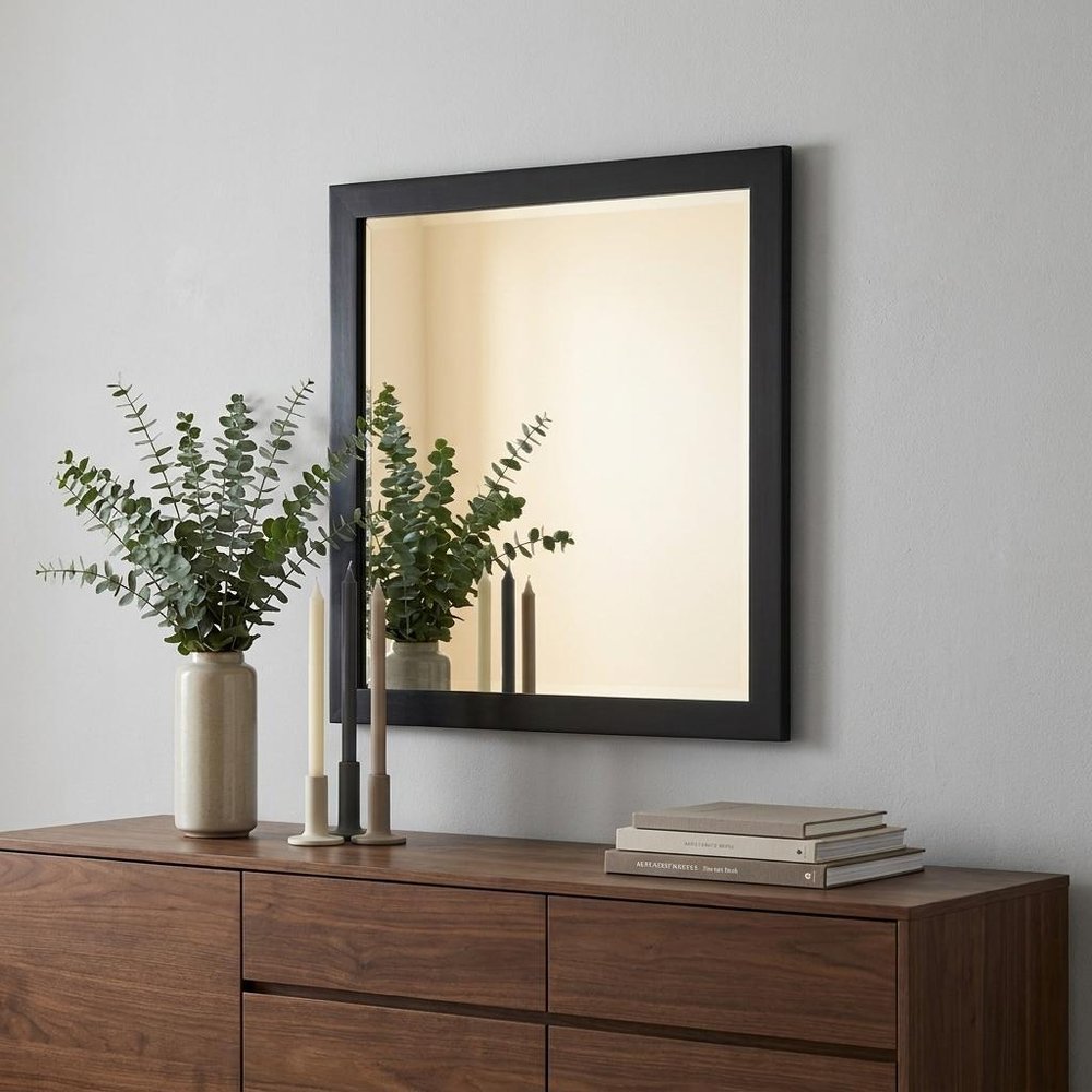 28" Dark Brown Solid Wood Framed Accent Mirror HomeRoots