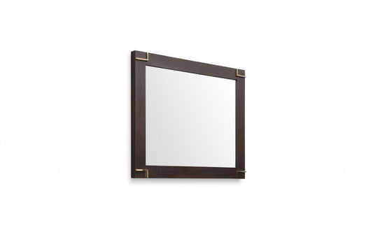 33" Brown and Gold Wood Framed Accent Mirror HomeRoots