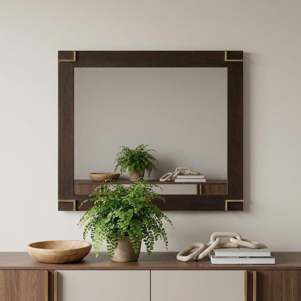 33" Brown and Gold Wood Framed Accent Mirror HomeRoots