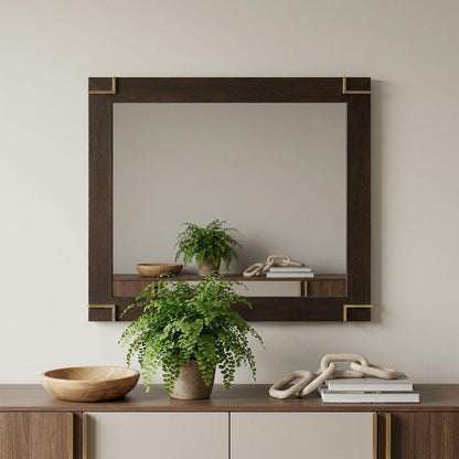 33" Brown and Gold Wood Framed Accent Mirror HomeRoots