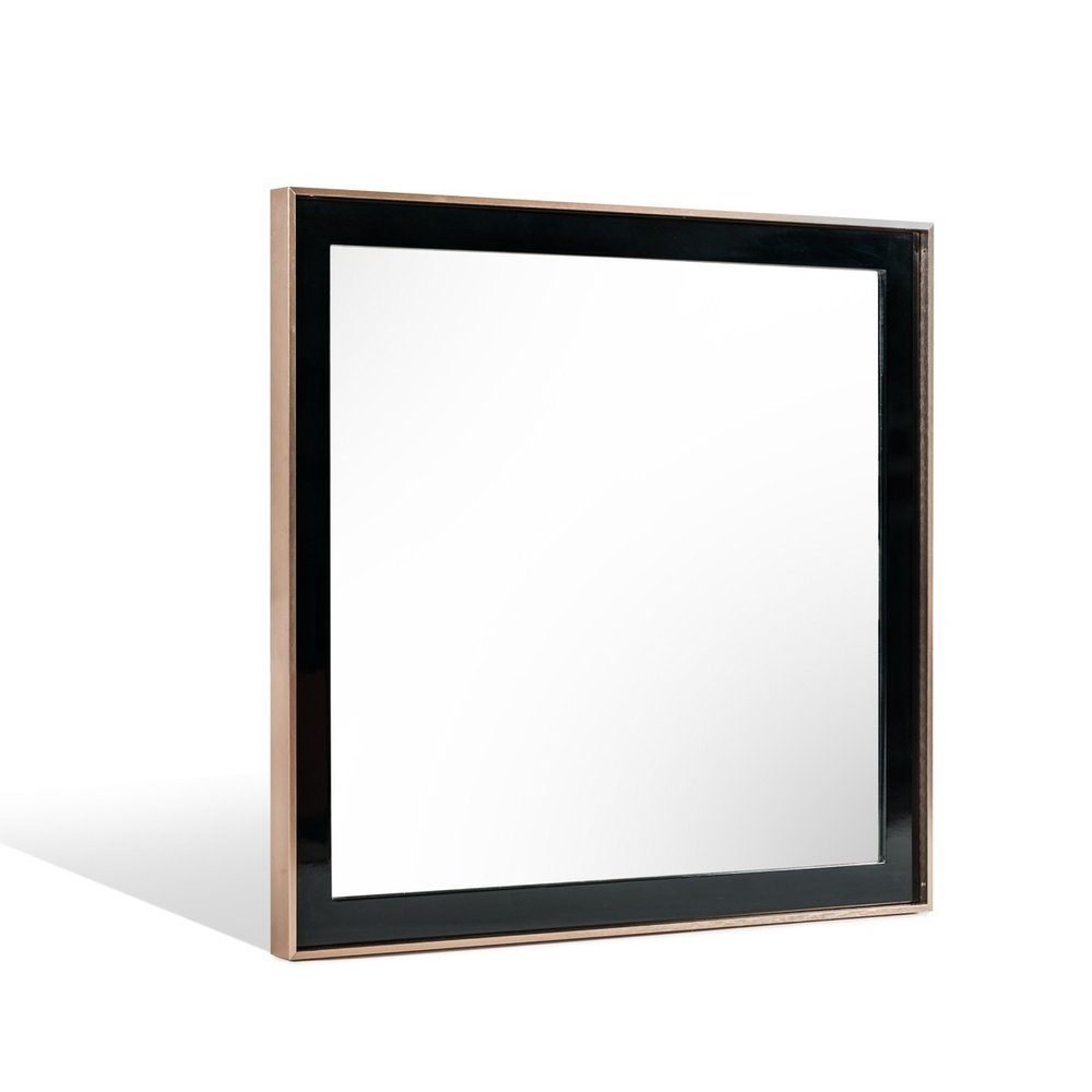 39" Rose Gold and Black Wood and Metal Framed Accent Mirror HomeRoots