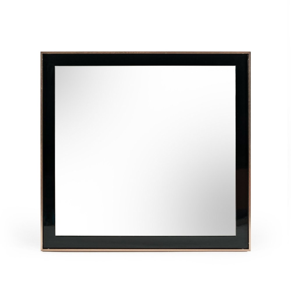39" Rose Gold and Black Wood and Metal Framed Accent Mirror HomeRoots