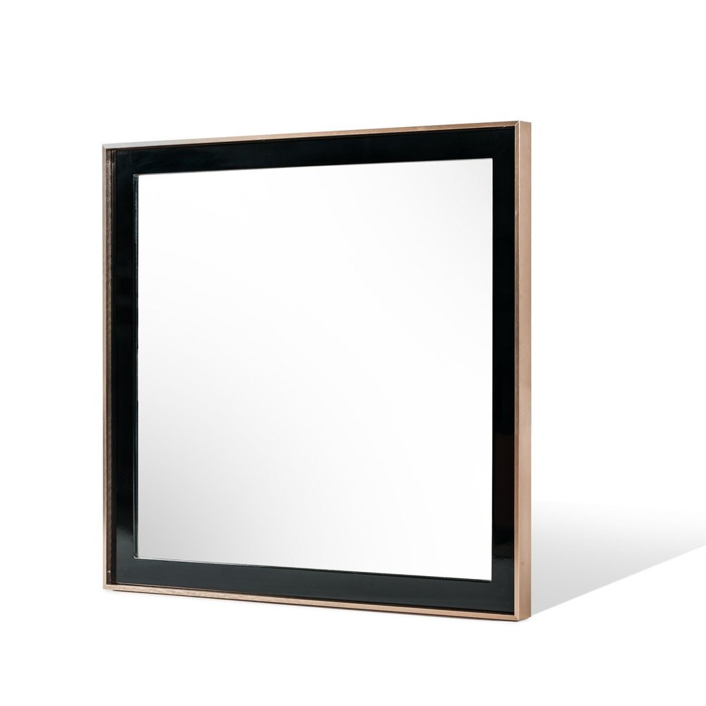 39" Rose Gold and Black Wood and Metal Framed Accent Mirror HomeRoots