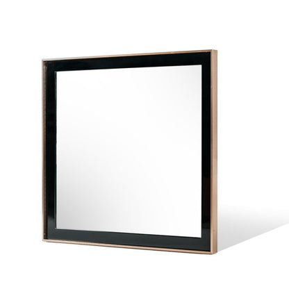 39" Rose Gold and Black Wood and Metal Framed Accent Mirror HomeRoots