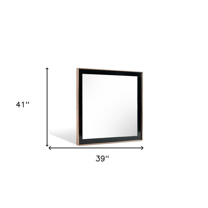39" Rose Gold and Black Wood and Metal Framed Accent Mirror HomeRoots