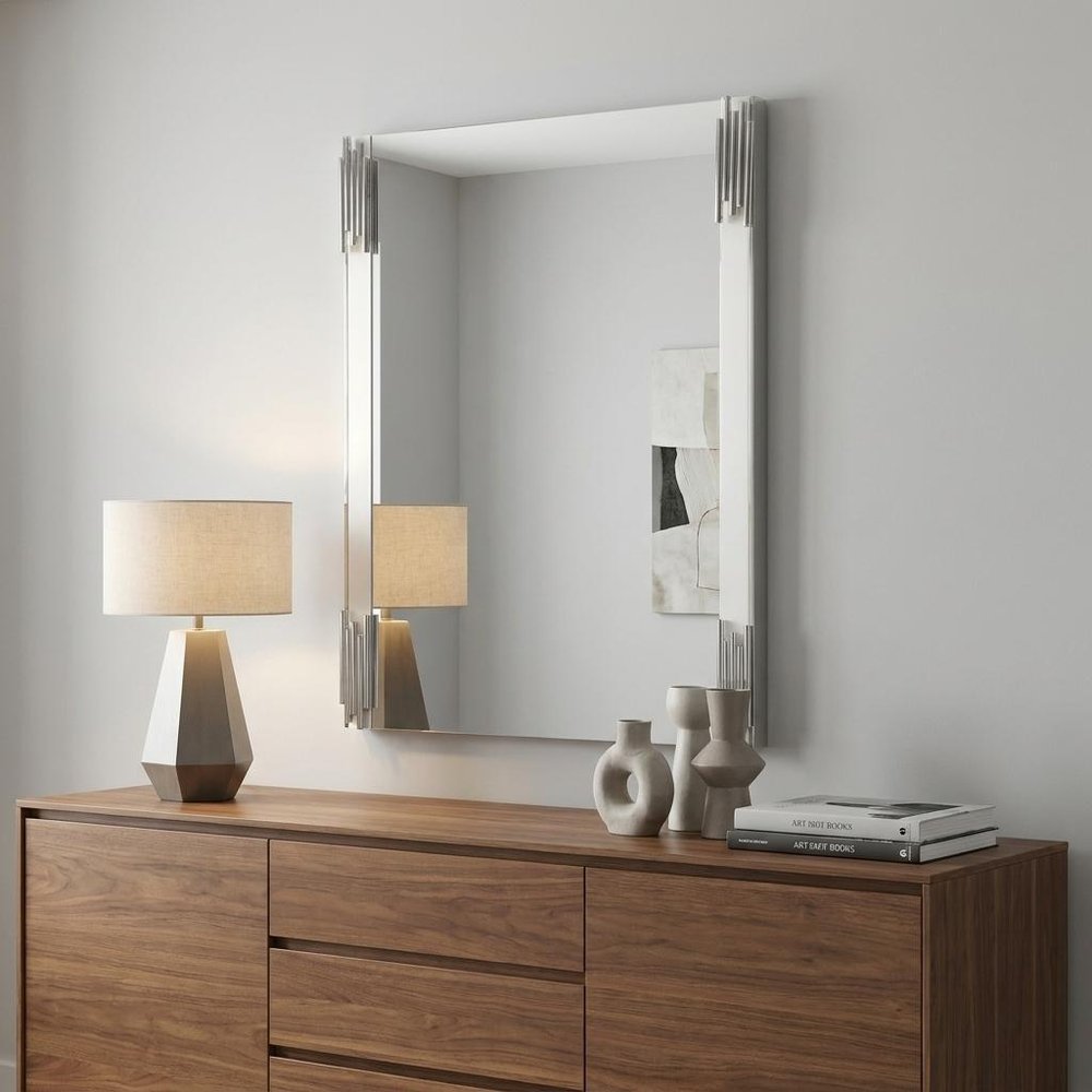 43" White Steel Framed Accent Mirror HomeRoots