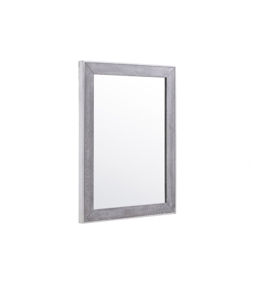 40" Gray and Silver Wood and Metal Framed Accent Mirror HomeRoots