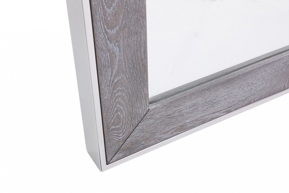 40" Gray and Silver Wood and Metal Framed Accent Mirror HomeRoots