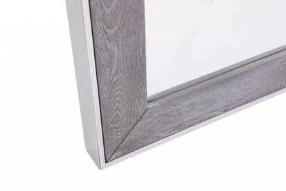 40" Gray and Silver Wood and Metal Framed Accent Mirror HomeRoots