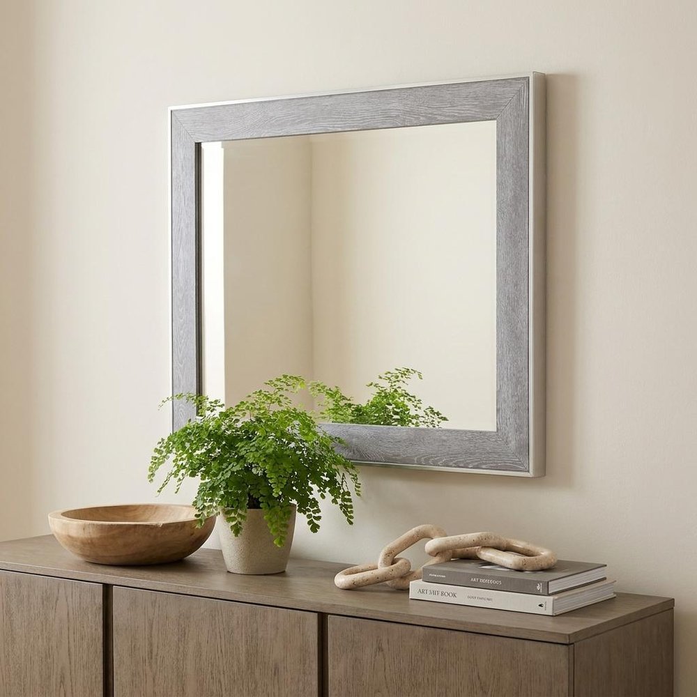 40" Gray and Silver Wood and Metal Framed Accent Mirror HomeRoots
