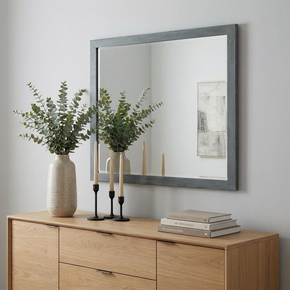 40" Dark Gray Solid Wood Framed Accent Mirror — view 5