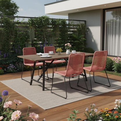 Five Piece Brown and Black Solid Wood Dining Set with Four Chairs HomeRoots