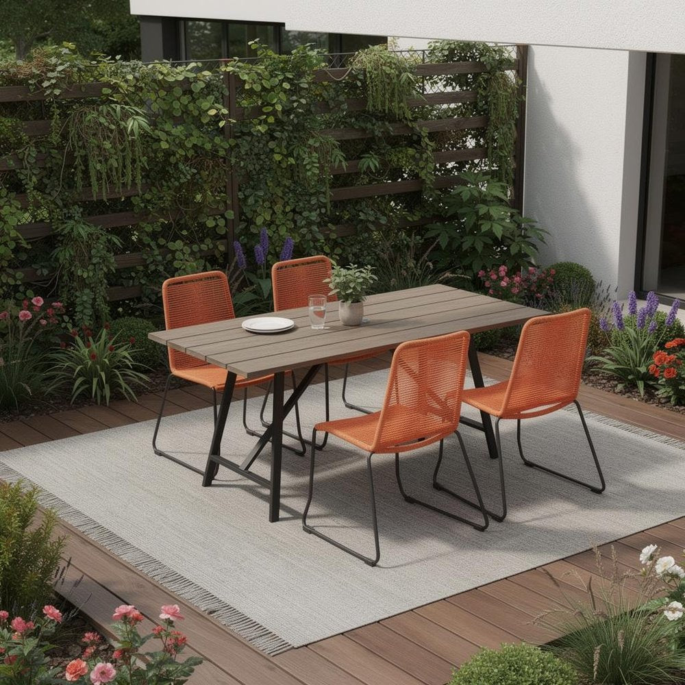 Five Piece Brown and Black Solid Wood Dining Set with Four Chairs HomeRoots