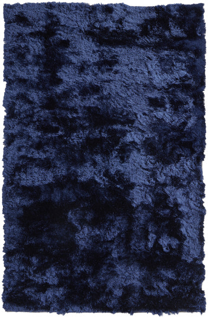 2' X 3' Blue And Black Shag Tufted Handmade Area Rug - 45.0" (L) x 69.0" (W) x 1.0" (H)