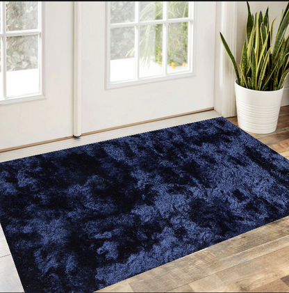 2' X 3' Blue And Black Shag Tufted Handmade Area Rug - 45.0" (L) x 69.0" (W) x 1.0" (H)