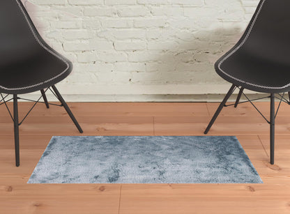 2' X 3' Blue And Silver Shag Tufted Handmade Area Rug - 47.5" (L) x 71.0" (W) x 0.25" (H)