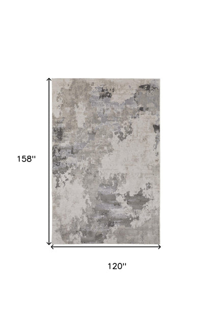 10' X 13' Ivory And Gray Abstract Stain Resistant Area Rug - 22.0" (L) x 36.0" (W) x 0.2" (H)