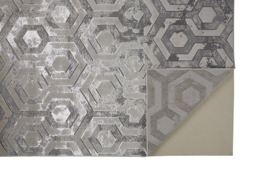 4' X 6' Gray Taupe And Silver Abstract Area Rug - 47.0" (H) x 72.0" (W) x 0.39" (D)