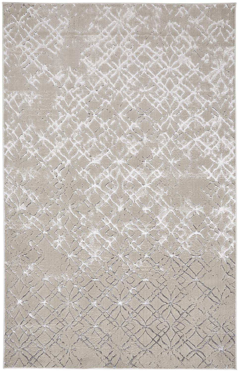 10' X 13' Silver Gray And White Abstract Stain Resistant Area Rug